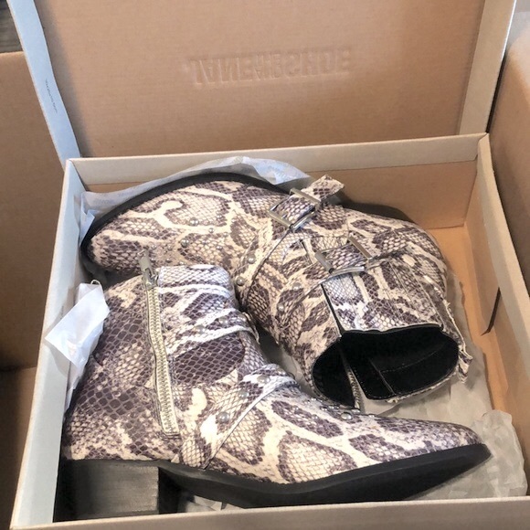 NIB [JANE AND THE SHOE] Cindy Snakeskin Pointed Ankle Booties Women's Sz 6.5 - Picture 10 of 11